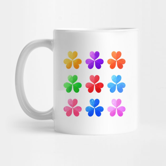 Colorful Watercolor Three Leaves Clovers by alien3287